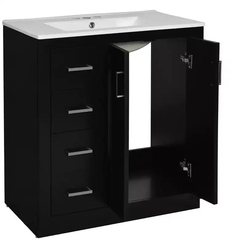30 Badezimmer-Waschtischunterschrank mit einem Waschbecken, Schrank und 3 Schubladen ??Schwarz / Blau / Grün / Indigo / Weiß
