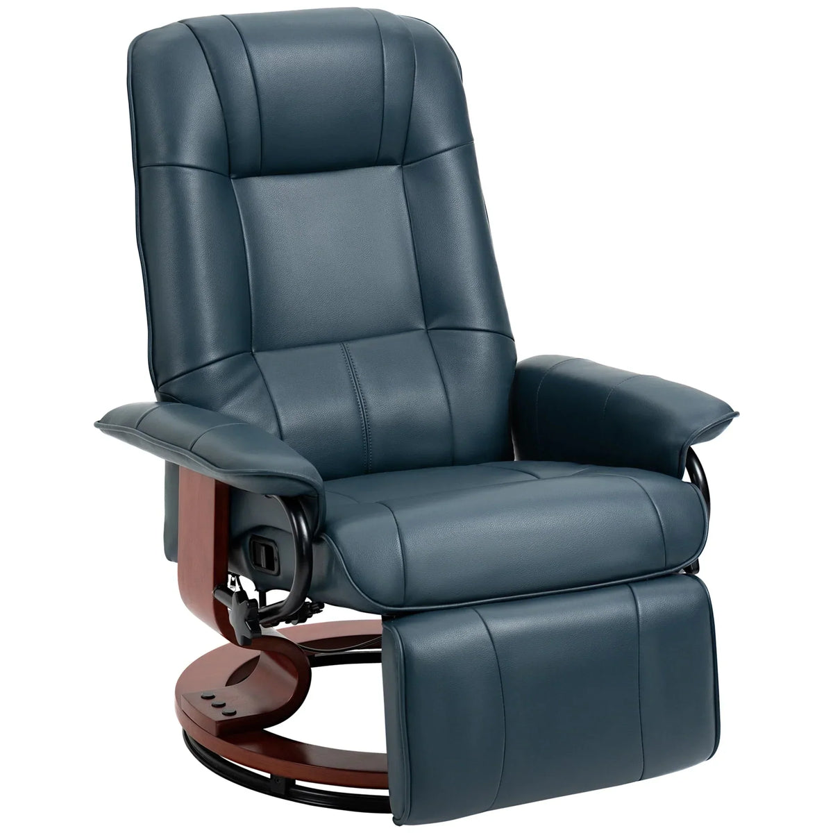 HomCom verstelbare handmatige relaxfauteuil van imitatieleer met draaivoet en comfortabele, ontspannende voetensteun