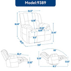 Fauteuil inclinable manuel vert surdimensionné avec fonction pivotante et à bascule, revêtement en tissu