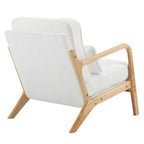Tapicerowany fotel akcentowy w stylu mid-century modern