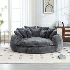 Comfortabele tweezits slaapbank met afgeronde rugleuning, extra grote slaapbank met armleuningen