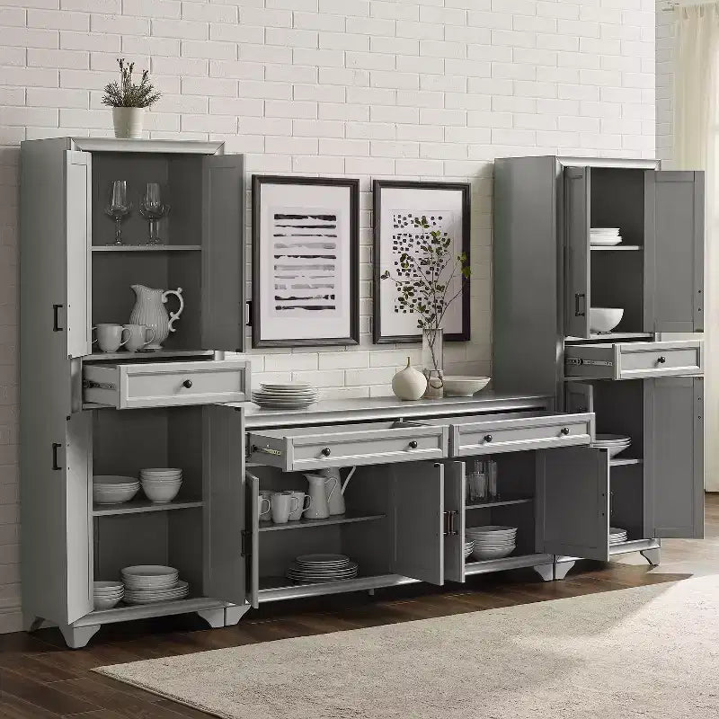 3-delige Tara-dressoir- en voorraadkastset, verweerde afwerking - Crosley