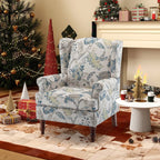 Erommy moderne fauteuil, fauteuil met hoge rugleuning, gestoffeerde eenzitsbank met knopen en houten poten voor de woonkamer