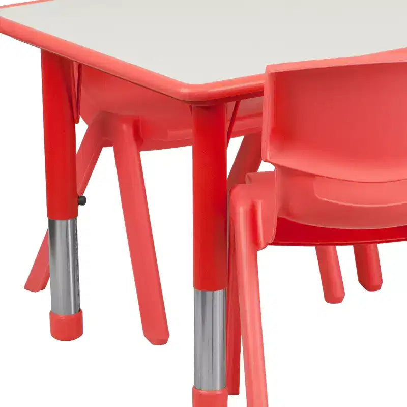 Prostokątny zestaw stołu do zabawy z regulowaną wysokością i 6 krzesłami Emma and Oliver, z tworzywa sztucznego, 23.625W x 47.25L