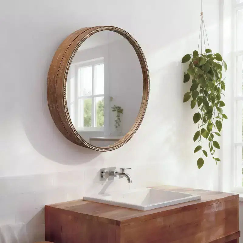 23.6 moderne ronde schuifbare wandspiegel met opbergruimte, ruimtebesparende make-upspiegel voor de badkamer, decoratieve spiegel voor de woonkamer