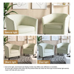 2 Set Modern Linen Barrel Accent Chairs Club Armchair