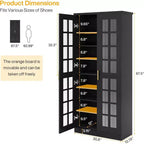 Hoge schoenenkast van Lantine met deuren, schoenenopbergruimte met 8 niveaus en verstelbare planken, moderne schoenenkast voor hal, kledingkast of woonkamer, wit
