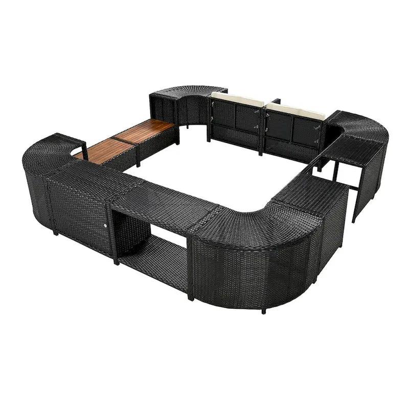 Spa Surround Spa-frame, vierkante modulaire loungeset voor buiten van rotan