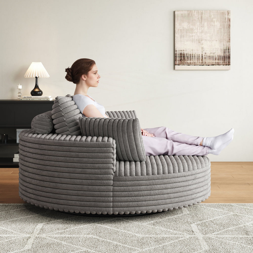 Draaifauteuil voor één persoon van corduroy, chenille en schuim
