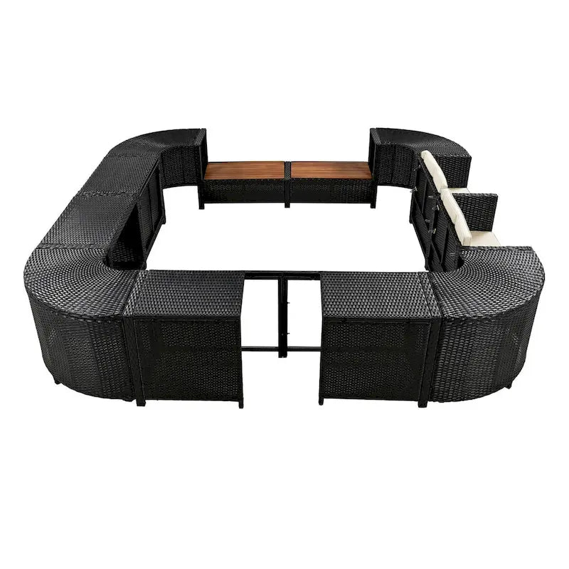 Spa Surround Spa-frame, vierkante modulaire loungeset voor buiten van rotan