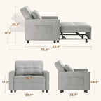 Canapé-lit convertible 3 en 1 avec réglage ajustable, fauteuil-canapé avec lit escamotable, lit pliant convertible pour le salon