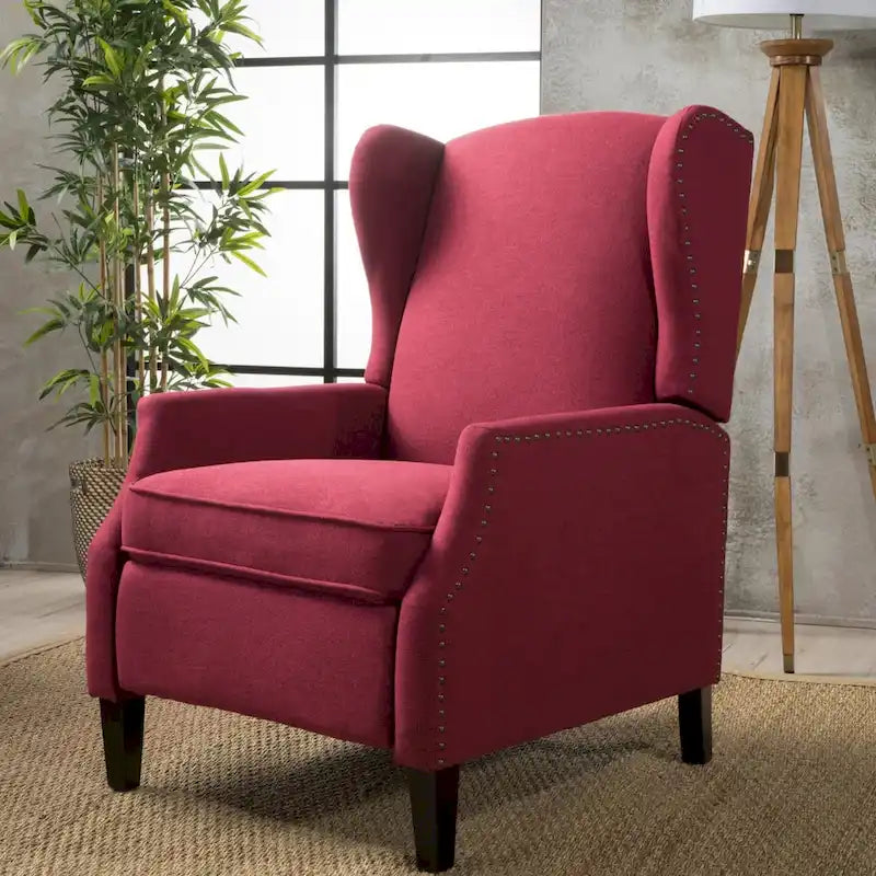 Gestoffeerde fauteuil met vleugelrugleuning en kantelmechanisme, klassieke stijl, blikvanger voor de woonkamer