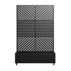 MAYEERTY Pflanzkasten mit Rankgitter, Eisen, Schwarz, Parallel Line 01, Lamellen, klassischer Kombinationsstil, 72x47x16in, 3-teiliges Set