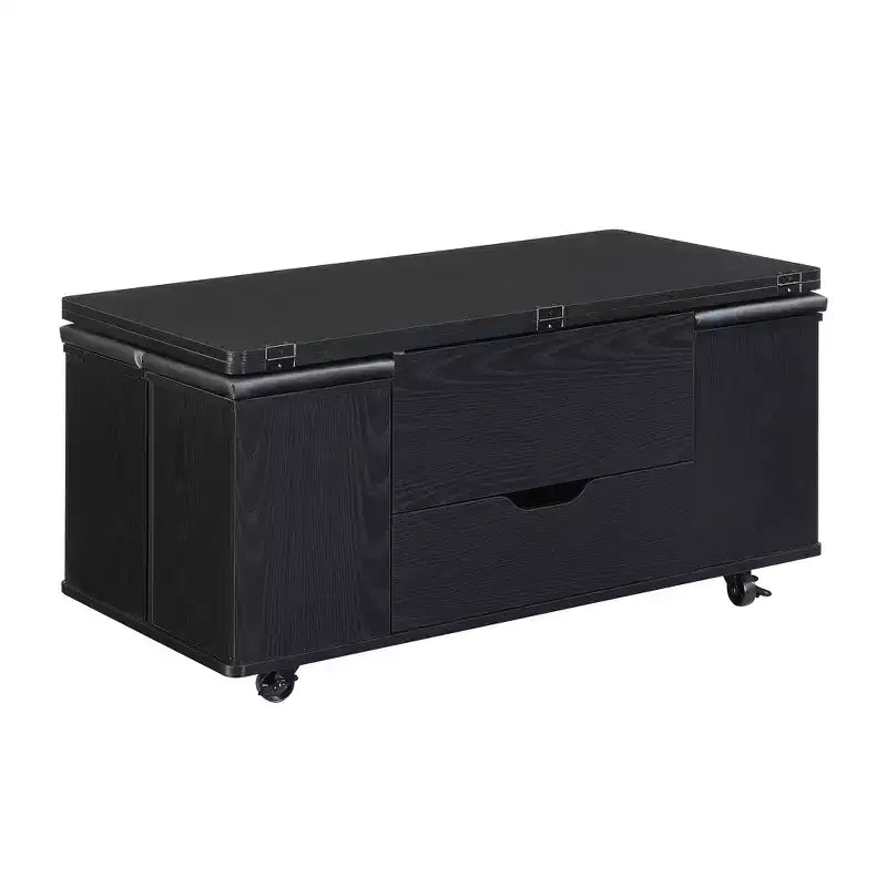 Multifunktionaler moderner Couchtisch mit Hubplatte und verstecktem Stauraum, 4 Hockern und Rollen, perfekt für moderne Wohnräume