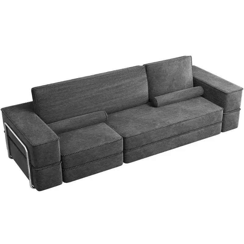Modulares Cloud-Ecksofa, bequemes Cord-Ecksofa mit tiefer Sitzfläche und hohen Kissen, einfach zu montieren