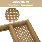 Miroir mural de 37 in. W x 71 in. H avec cadre en bois à arche classique sculptée et partie inférieure en rotin, marron