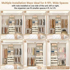 Besiost-Schrankorganisationssystem aus Holz, 4-9 Ft, mit 4 Schubladen, 4 Kleiderstangen und Regaltürmen