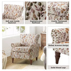 Araceli traditionele houten fauteuil met bloemenstof, hoge rugleuning met vleugels en siernagels| ART OF LIVING DESIGNS