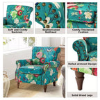 Araceli traditionele houten fauteuil met bloemenstof, hoge rugleuning met vleugels en siernagels| ART OF LIVING DESIGNS