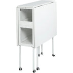 In hoogte verstelbare knutseltafel met opbergplanken, mobiele opvouwbare snijtafel voor thuiskantoor, naaikamer of hobbykamer