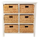 Commode de rangement eHemco à 3 niveaux avec côtés en X et 6 paniers tressés en jacinthe d’eau naturelle