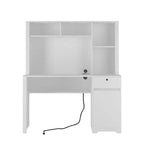 Moderner Computertisch mit Aufsatz und Bücherregal, 51.18IN, Bürotisch mit viel Stauraum, Schreibtisch für Arbeitszimmer und Leseraum