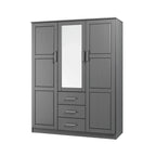 Palace Imports Cosmo-kledingkast met 3 deuren van 100% massief hout, met deuren van massief hout of spiegeldeuren