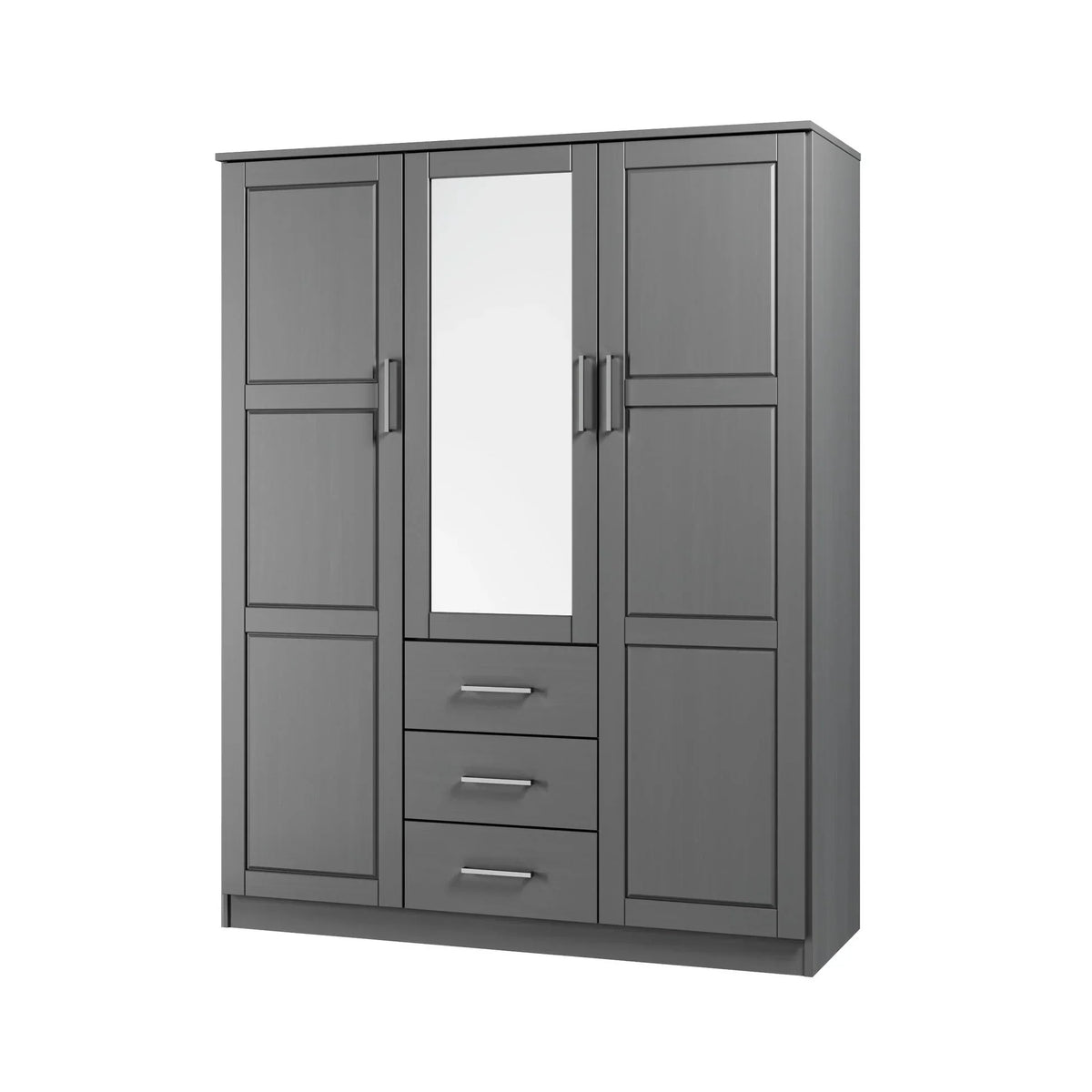 Palace Imports Cosmo-kledingkast met 3 deuren van 100% massief hout, met deuren van massief hout of spiegeldeuren