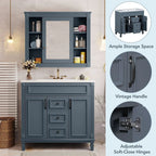 36'' Modern Bathroom Vanity with Top Sink and Mirror Cabinet,2 Doors and 2 Drawers