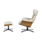 Jovan relaxfauteuil van echt leer van 31.5 met voetenbank