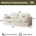 Dyonery 86 Cloud 2-Sitzer-Sofa, tiefe Sitzfläche und breite Armlehnenkissen, stabiler Rahmen, atmungsaktives ergonomisches Design