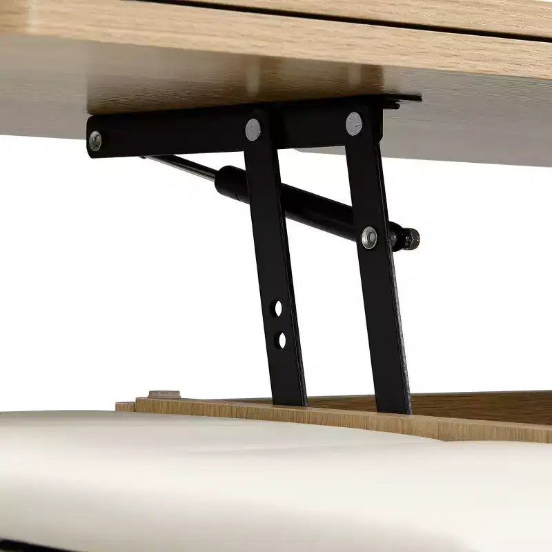 Multifunktionaler moderner Couchtisch mit Hubplatte und verstecktem Stauraum, 4 Hockern und Rollen, perfekt für moderne Wohnräume