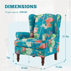 Erommy moderne fauteuil, fauteuil met hoge rugleuning, gestoffeerde eenzitsbank met knopen en houten poten voor de woonkamer