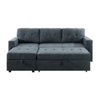 Canapé d’angle convertible et réversible avec lit escamotable, méridienne avec rangement dissimulé et pieds robustes