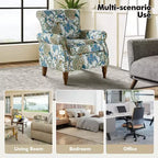 Araceli traditionele houten fauteuil met bloemenstof, hoge rugleuning met vleugels en siernagels| ART OF LIVING DESIGNS