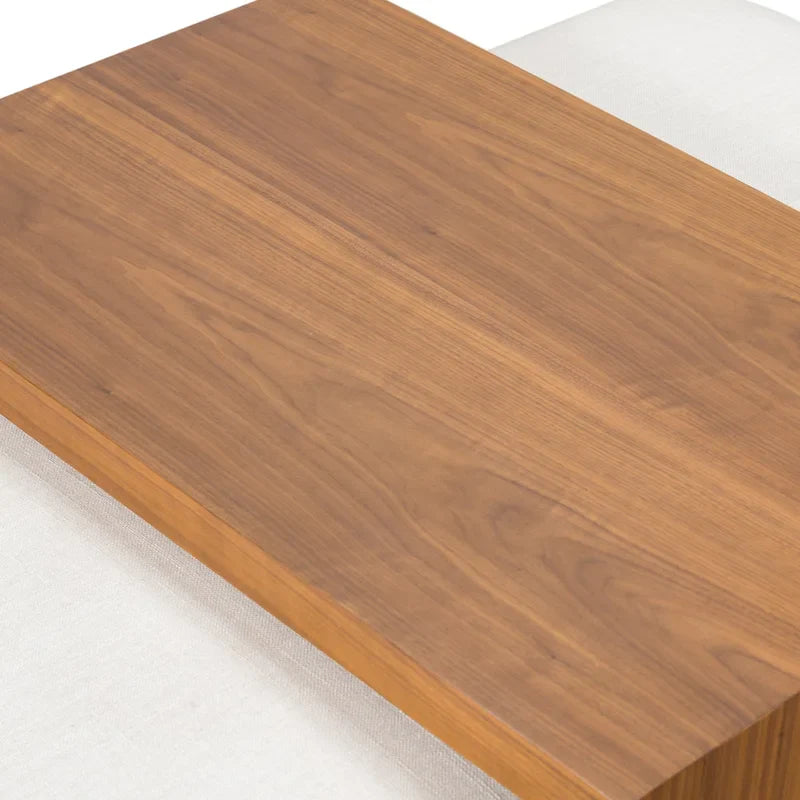 Poly & Bark Jarmo-voetenbank met verstelbare tafel van walnoothout - Italiaans volnerfleer
