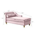 Elegante Franse chaise longue met fluwelen bekleding, opbergruimte en een kussen