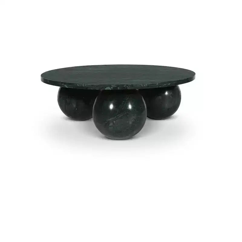 Round Marble Coffee Table with Sphere Legs, Multicolor, Seats 4??