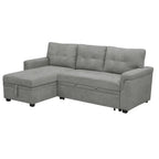 Canapé d’angle convertible et réversible avec lit escamotable, méridienne avec rangement dissimulé et pieds robustes