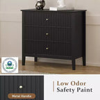 Heynemo 3 Drawer Dresser, Painted 30 Inch Tall Wood Nightstand with Storage, Wide Modern Chest of Drawers with Ball Bearing Slide