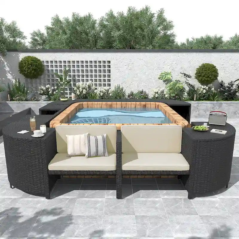 Spa Surround Spa-frame, vierkante modulaire loungeset voor buiten van rotan