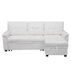 Canapé d’angle convertible et réversible avec lit escamotable, méridienne avec rangement dissimulé et pieds robustes