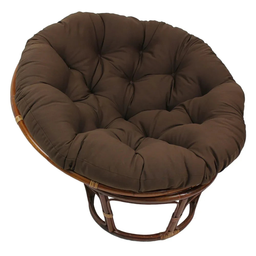 Bali-Papasan-Sessel aus Rattan, 42 Inch, mit Köperstoffkissen
