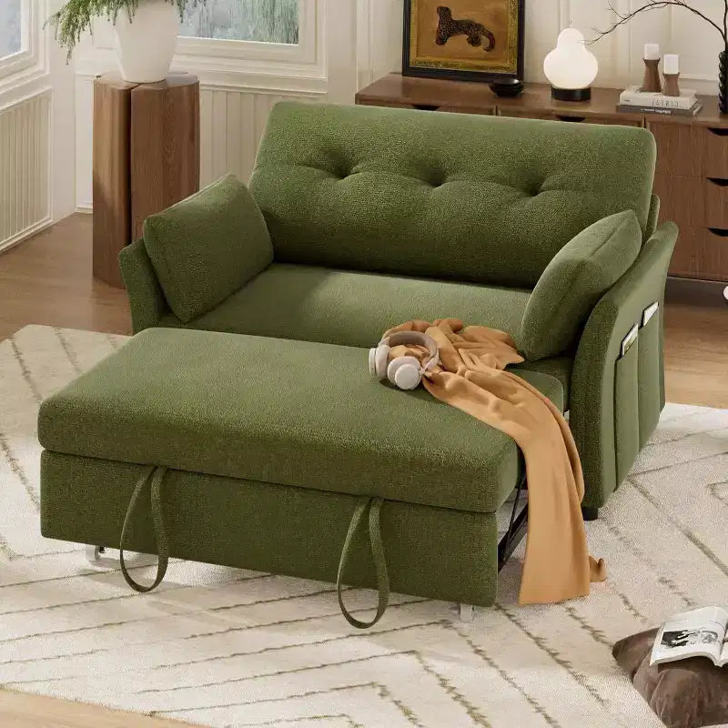 Dyonery 3-in-1-Schlafsofa, ausziehbares Schlafsofa mit Seitentasche und verstellbarer Rückenlehne, werkzeugloser Aufbau, klappbares Zweisitzersofa