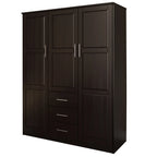 Palace Imports Cosmo-kledingkast met 3 deuren van 100% massief hout, met deuren van massief hout of spiegeldeuren