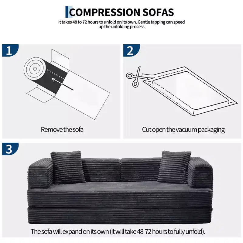 80.7 5-in-1 Convertible Sleeper Sofa Bed ??Corduroy, 1200 lbs, No Assembly