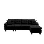 Wohnlandschaft mit L-förmiger Chaiselongue und Getränkehalter
