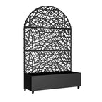 Jardinière arquée noire en fer MAYEERTY 72x47 avec treillis, ensemble de 3 pièces, écran décoratif de jardin pour terrasse et balcon