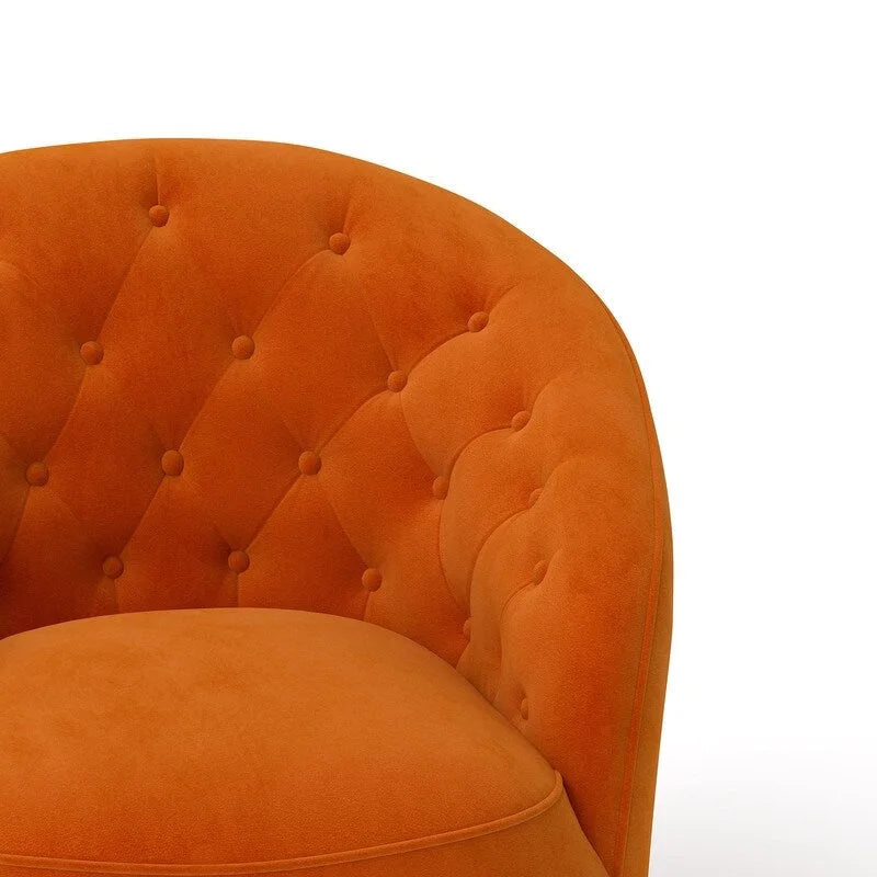 Lot de 2 fauteuils tonneaux modernes pivotants à 360 degrés, revêtement en velours et dossier capitonné à boutons SEYNAR