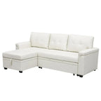 Canapé d’angle convertible et réversible avec lit escamotable, méridienne avec rangement dissimulé et pieds robustes